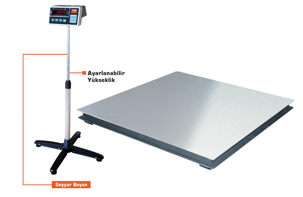 Tem Düz Platform Ağır Hizmet Baskülü 120x120 cm 1.500 Kg