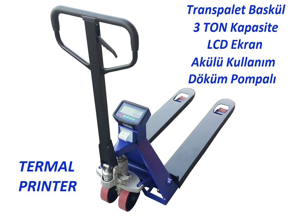Neck Fiş Yazıcılı Terazili Transpalet - 3 Ton Döküm Pompalı