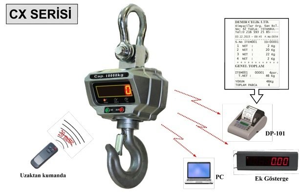 Densi -CX 5 Ton Askılı Yazıcılı Vinç Kantarı Kumandalı Yazıcılı