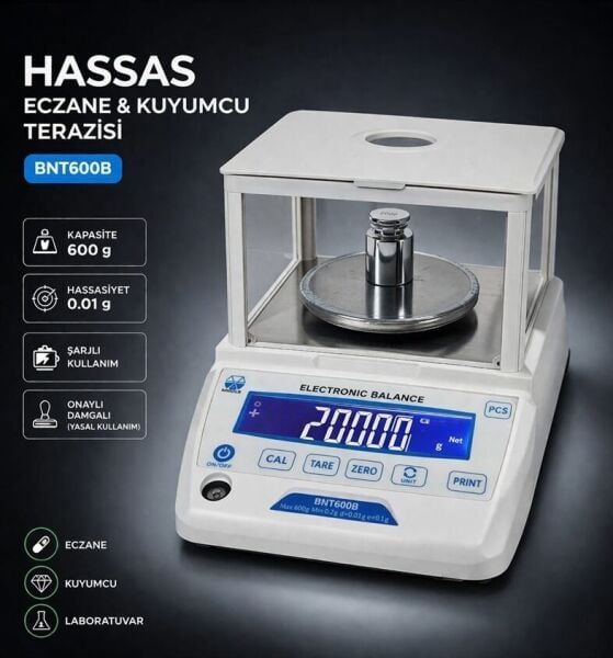 Hassas Onaylı Eczane Kuyumcu Terazi 3 Kg - 0,05 gr